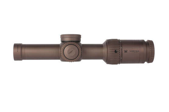 Vortex Optics Razor HD Gen II-E 1-6x24mm VMR-2 MRAD rifle scope has a bright illuminated center dot powered by CR2032 battery